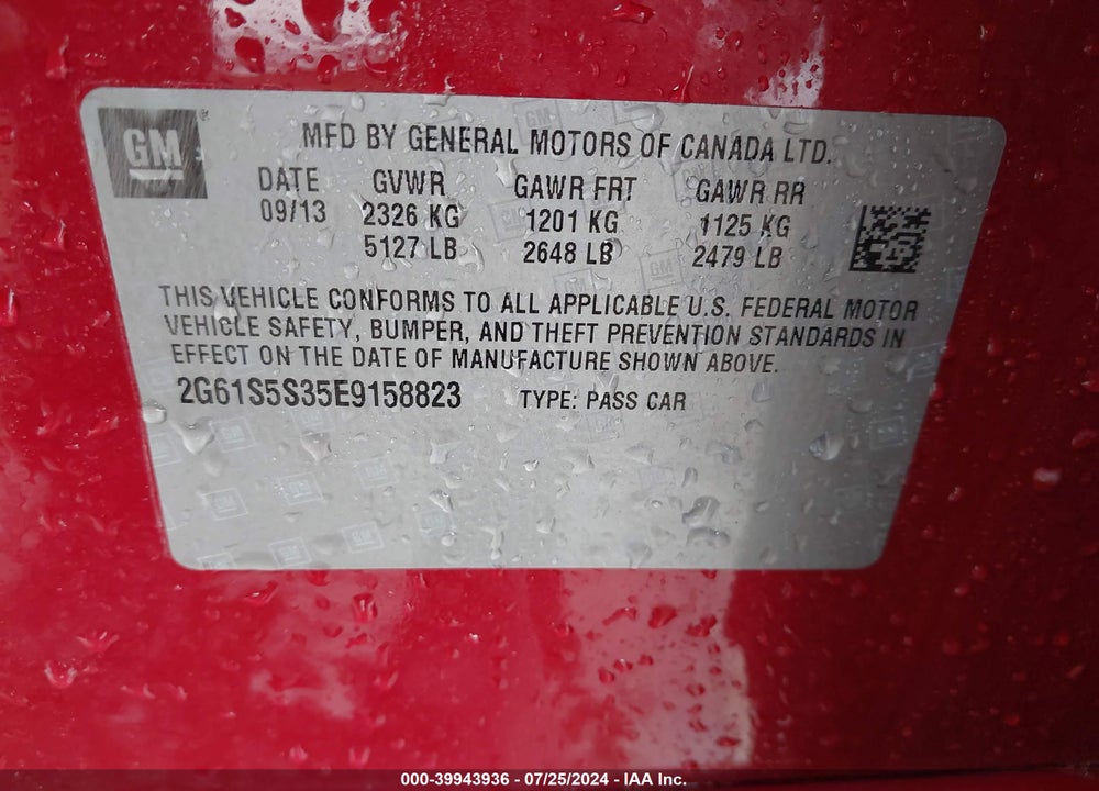 2014 CADILLAC XTS PLATINUM VIN: 2G61S5S35E9158823