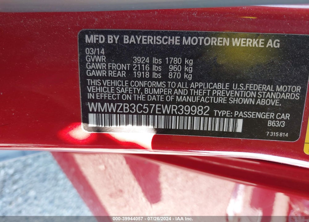 2014 MINI COUNTRYMAN COOPER VIN: WMWZB3C57EWR39982