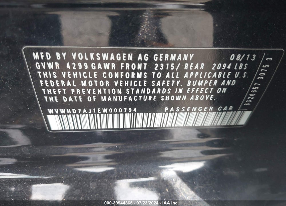 2014 VOLKSWAGEN GTI WOLFSBURG EDITION VIN: WVWHD7AJ1EW000794