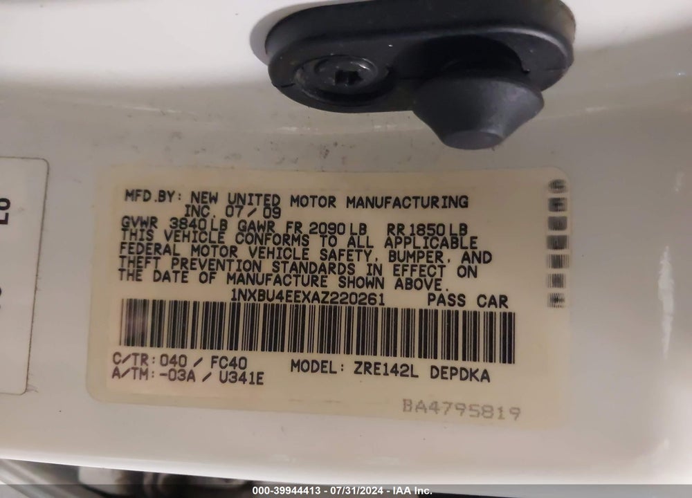 2010 TOYOTA COROLLA LE/S/XLE VIN: 1NXBU4EEXAZ220261
