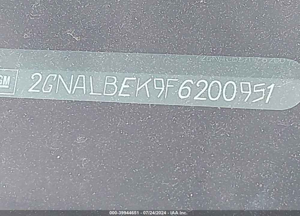 2015 CHEVROLET EQUINOX 1LT VIN: 2GNALBEK9F6200951