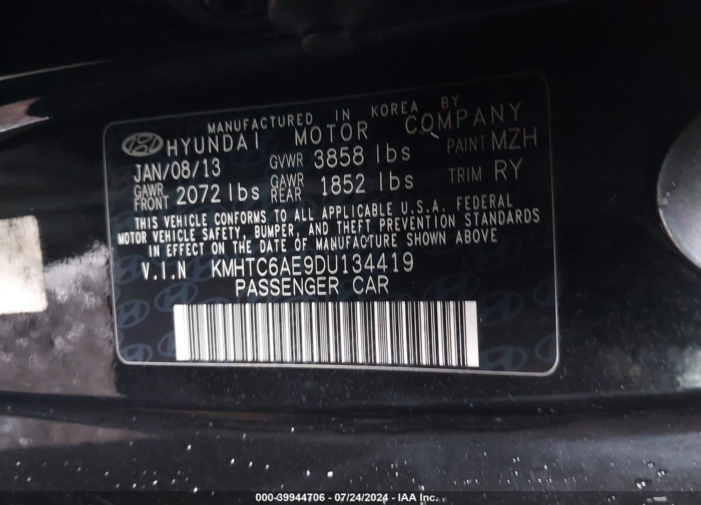 2013 HYUNDAI VELOSTER TURBO W/BLUE VIN: KMHTC6AE9DU134419