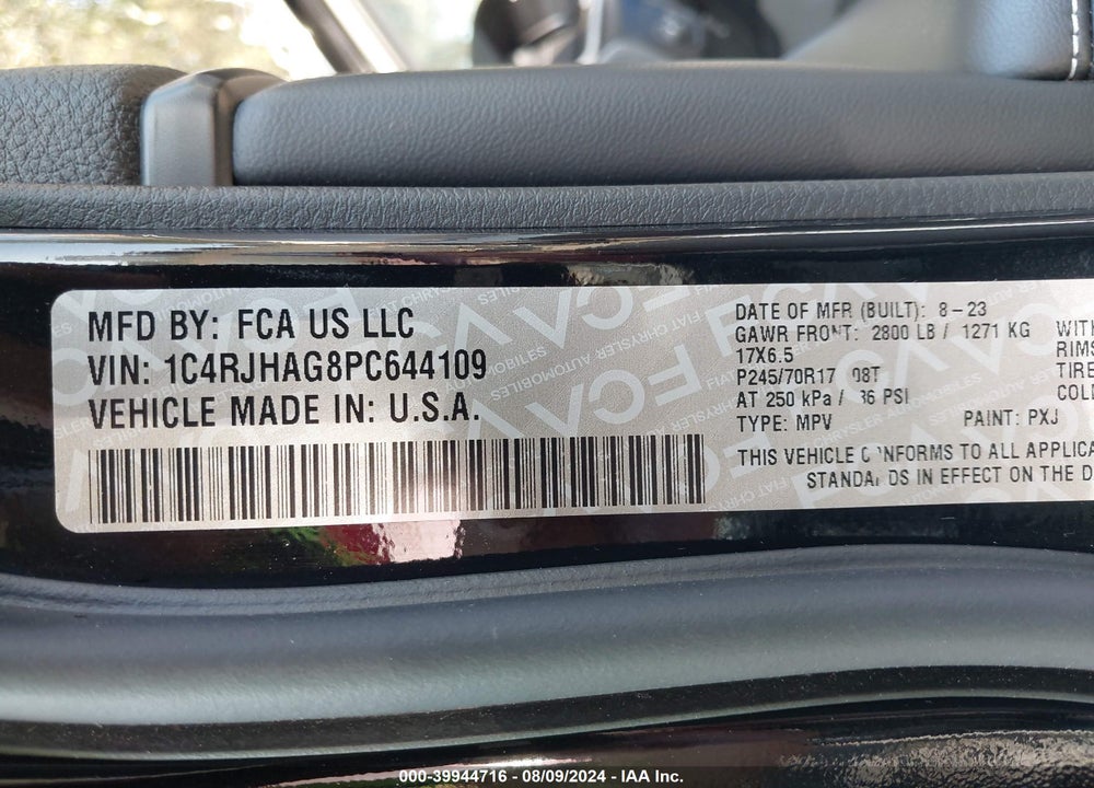 2023 JEEP GRAND CHEROKEE LAREDO 4X4 VIN: 1C4RJHAG8PC644109