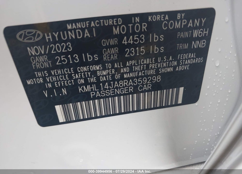 2024 HYUNDAI SONATA SEL VIN: KMHL14JA8RA359298