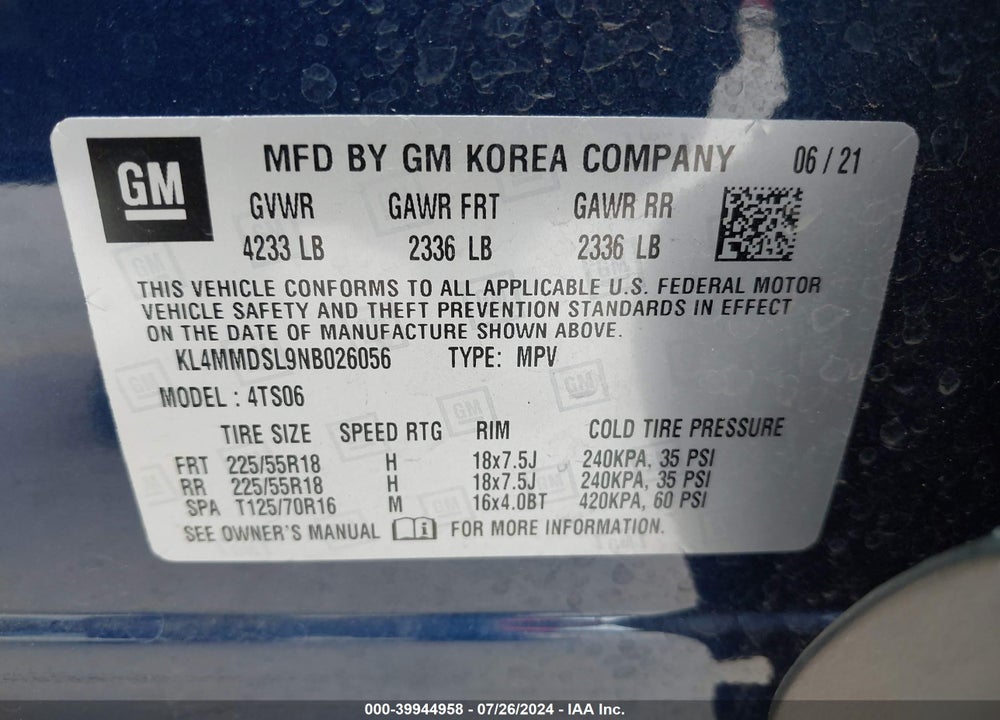 2022 BUICK ENCORE GX FWD SELECT VIN: KL4MMDSL9NB026056