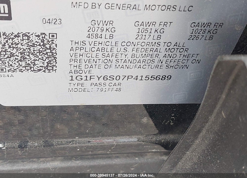 2023 CHEVROLET BOLT EUV FWD LT VIN: 1G1FY6S07P4155689