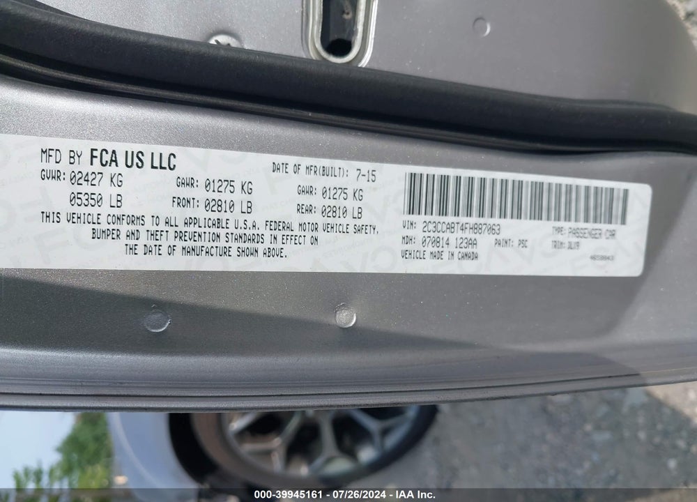 2015 CHRYSLER 300 300S VIN: 2C3CCABT4FH887063