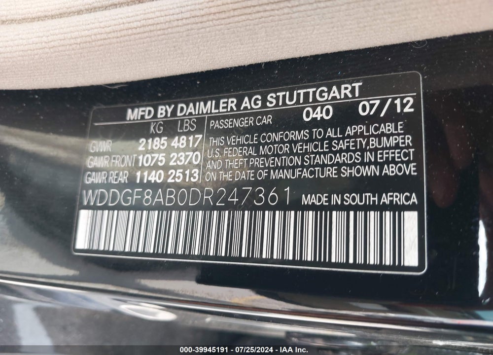 2013 MERCEDES-BENZ C 300 LUXURY 4MATIC/SPORT 4MATIC VIN: WDDGF8AB0DR247361