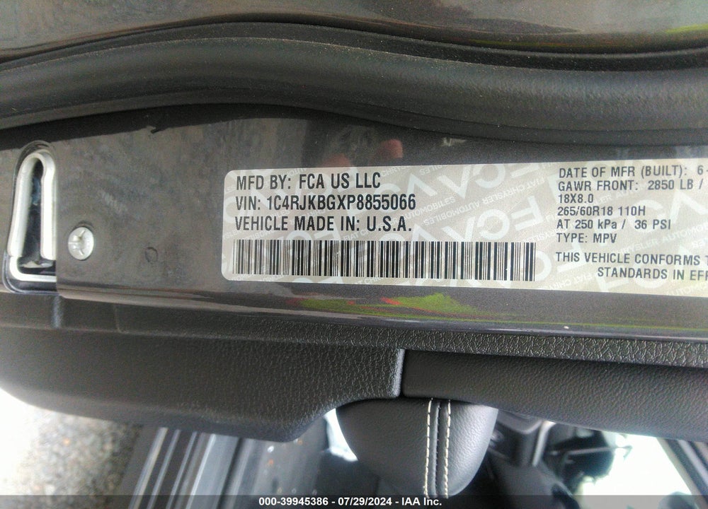 2023 JEEP GRAND CHEROKEE L LIMITED 4X4 VIN: 1C4RJKBGXP8855066