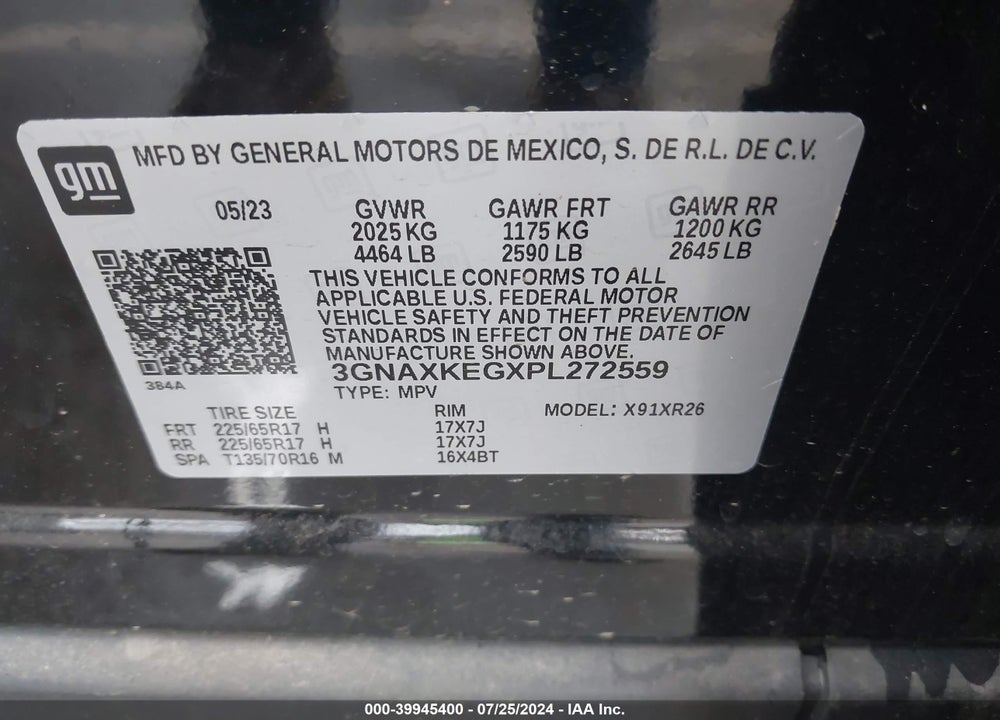 2023 CHEVROLET EQUINOX FWD LT VIN: 3GNAXKEGXPL272559