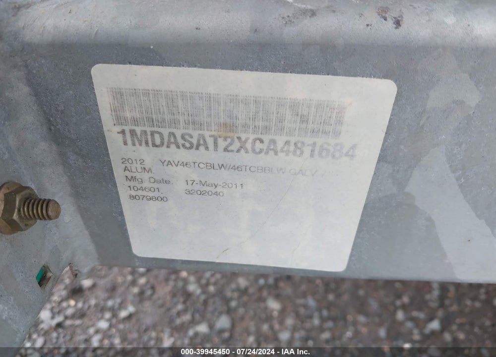 2012 YAMAHA YAV46TCB VIN: 1MDASAT2XCA481684