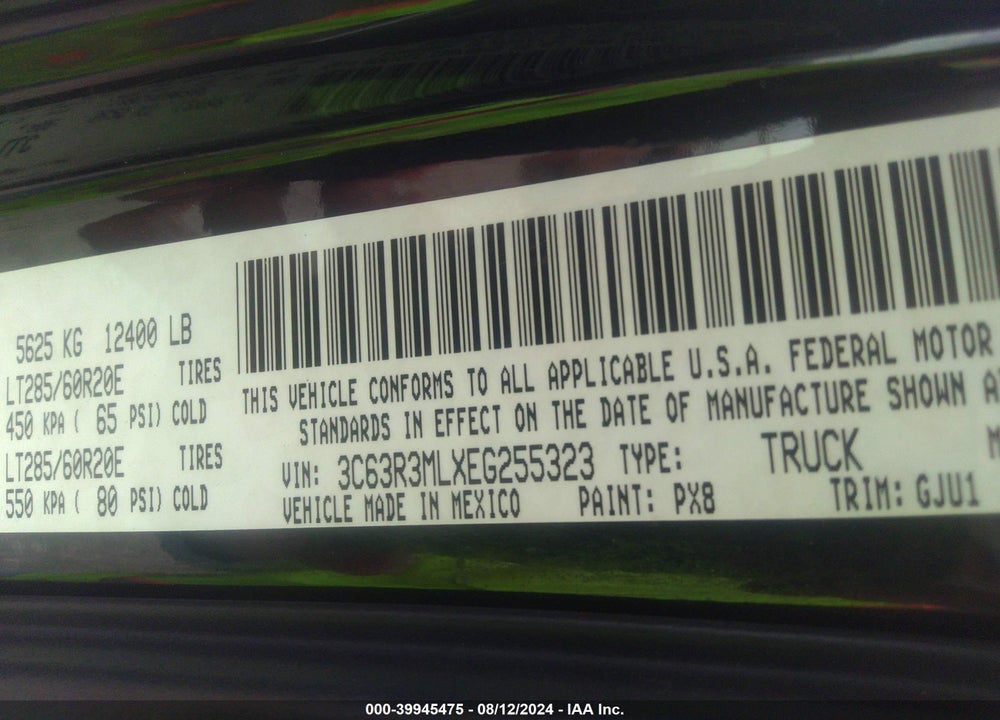 2014 RAM 3500 LAIE VIN: 3C63R3MLXEG255323