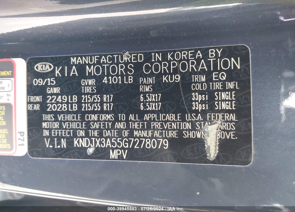 2016 KIA SOUL VIN: KNDJX3A55G7278079