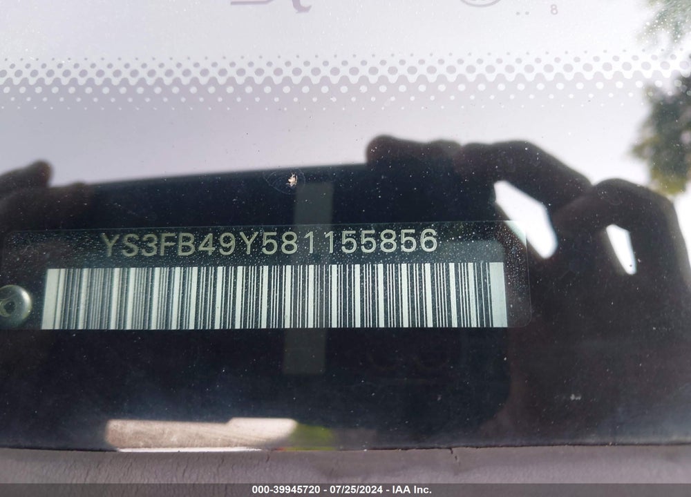 2008 SAAB 9-3 2.0T VIN: YS3FB49Y581155856