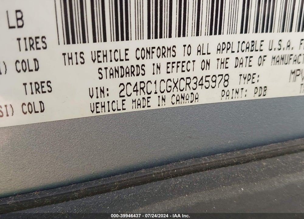 2012 CHRYSLER TOWN & COUNTRY TOURING-L VIN: 2C4RC1CGXCR345978