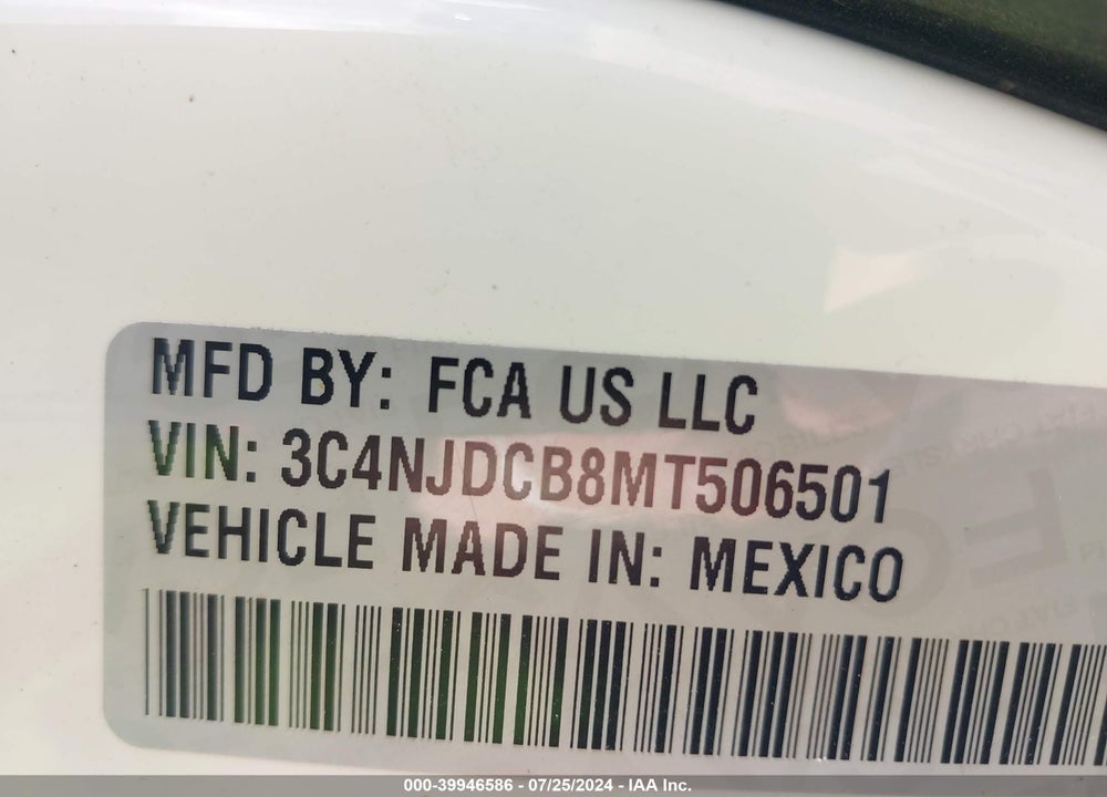 2021 JEEP COMPASS LIMITED 4X4 VIN: 3C4NJDCB8MT506501
