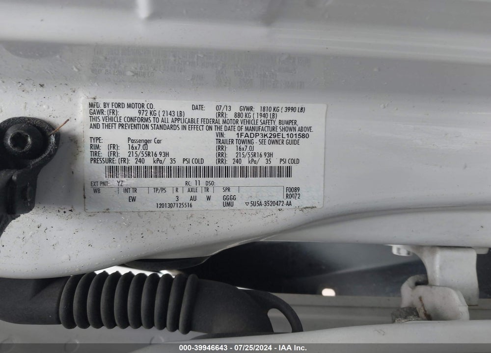 2014 FORD FOCUS SE VIN: 1FADP3K29EL101580