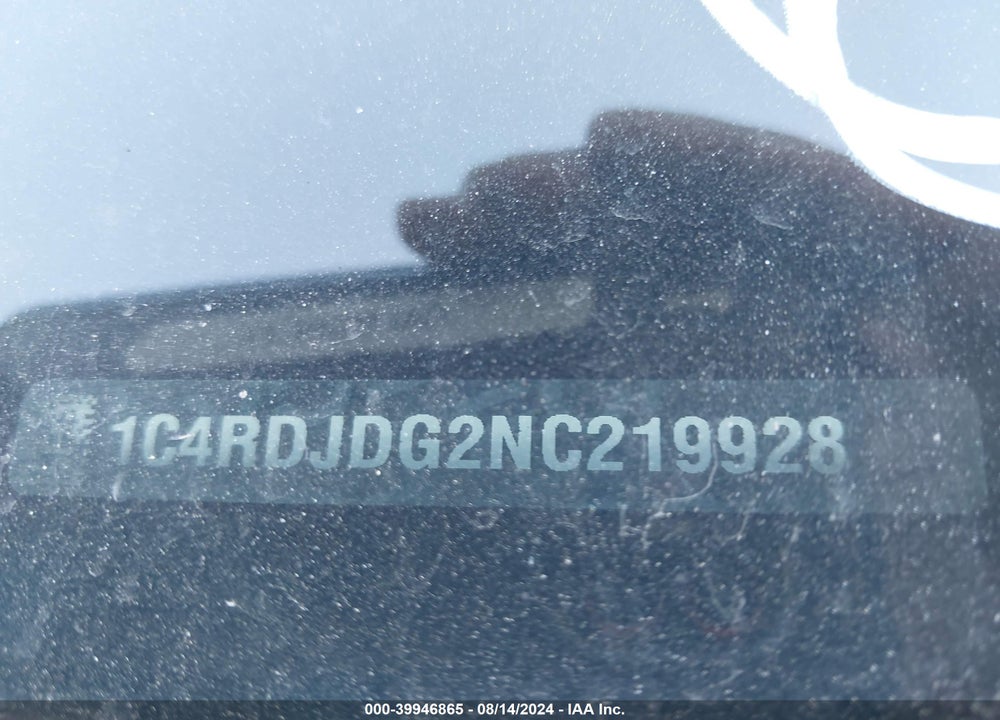 2022 DODGE DURANGO GT AWD VIN: 1C4RDJDG2NC219928