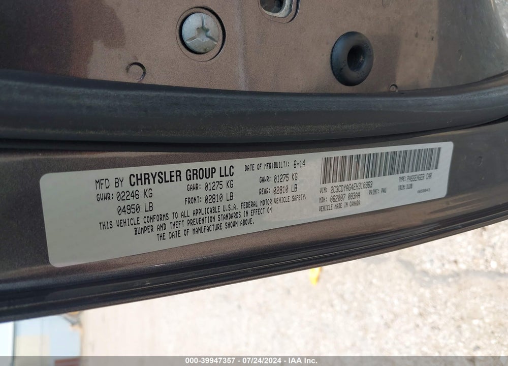 2014 DODGE CHALLENGER SXT 100TH ANNIVERSARY APPEARANCE GROUP VIN: 2C3CDYAG4EH310963