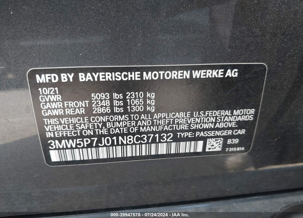 2022 BMW 3 SERIES 330E VIN: 3MW5P7J01N8C37132
