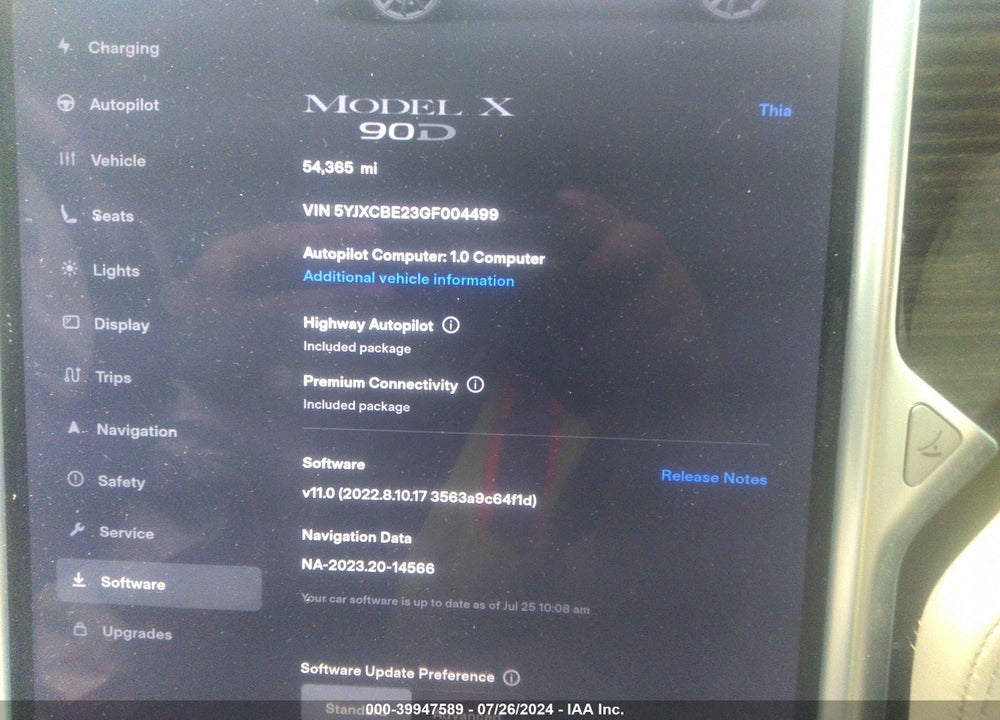2016 TESLA MODEL X 60D/70D/75D/90D/P100D VIN: 5YJXCBE23GF004499