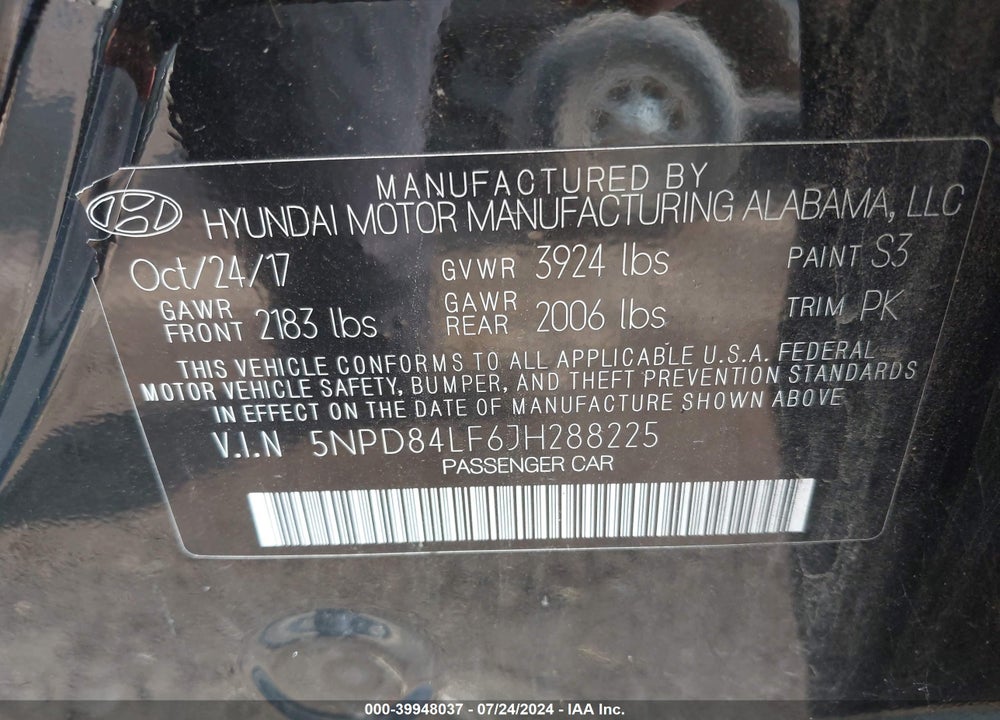 2018 HYUNDAI ELANTRA VALUE EDITION VIN: 5NPD84LF6JH288225