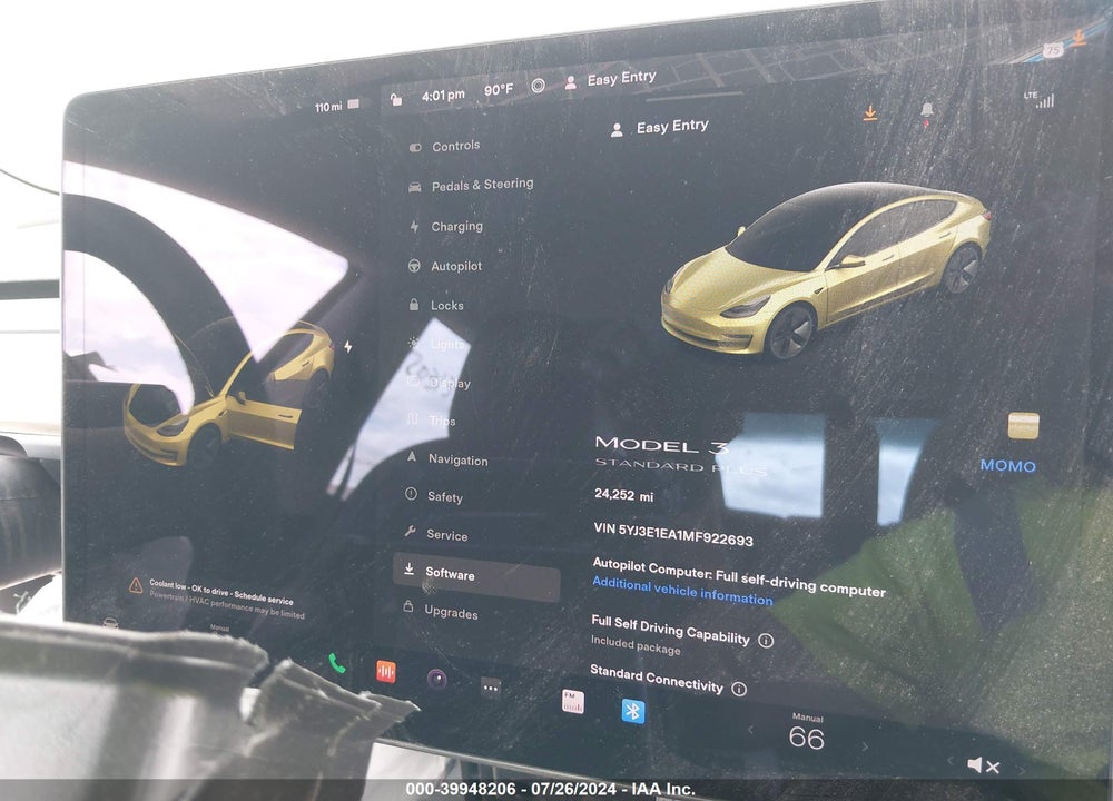 2021 TESLA MODEL 3 STANDARD RANGE PLUS REAR-WHEEL DRIVE VIN: 5YJ3E1EA1MF922693