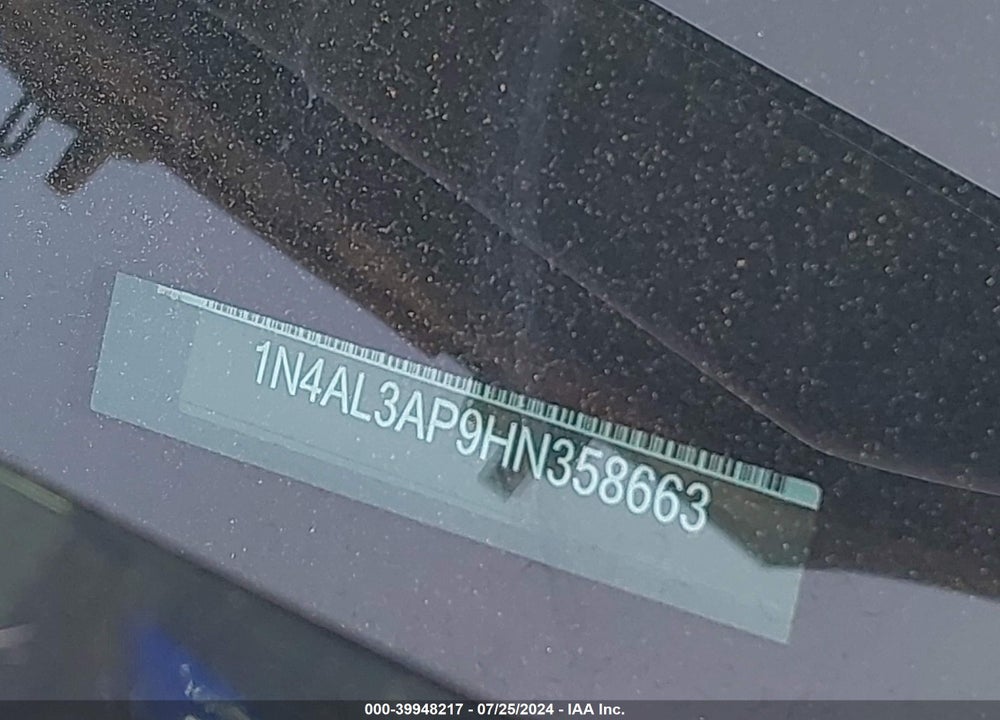 2017 NISSAN ALTIMA 2.5 S VIN: 1N4AL3AP9HN358663