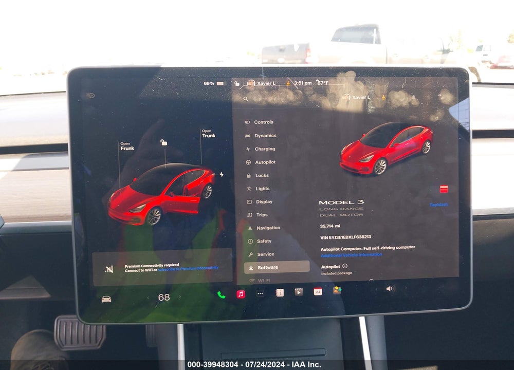 2020 TESLA MODEL 3 LONG RANGE DUAL MOTOR ALL-WHEEL DRIVE VIN: 5YJ3E1EBXLF638213