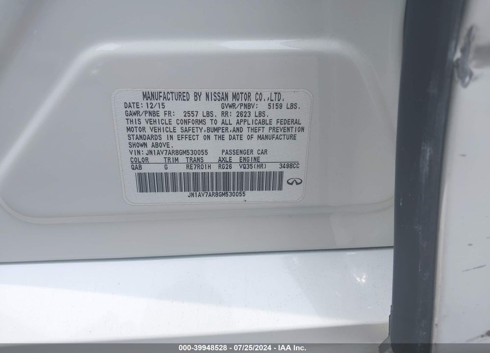 2016 INFINITI Q50 HYBRID VIN: JN1AV7AR8GM530055