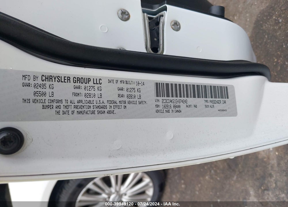 2014 CHRYSLER 300C AWD VIN: 2C3CCAKG1EH374242
