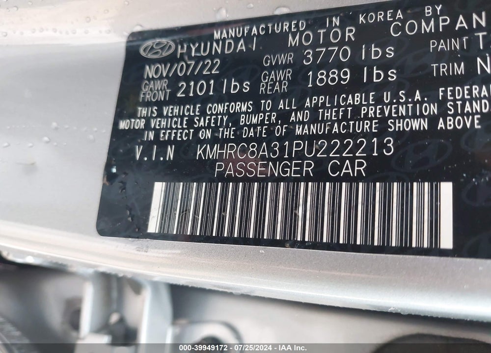 2023 HYUNDAI VENUE SEL VIN: KMHRC8A31PU222213