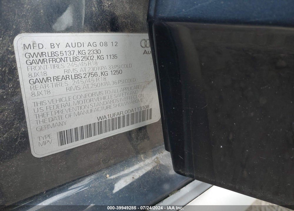 2013 AUDI ALLROAD 2.0T PREMIUM PLUS VIN: WA1UFAFL0DA113108