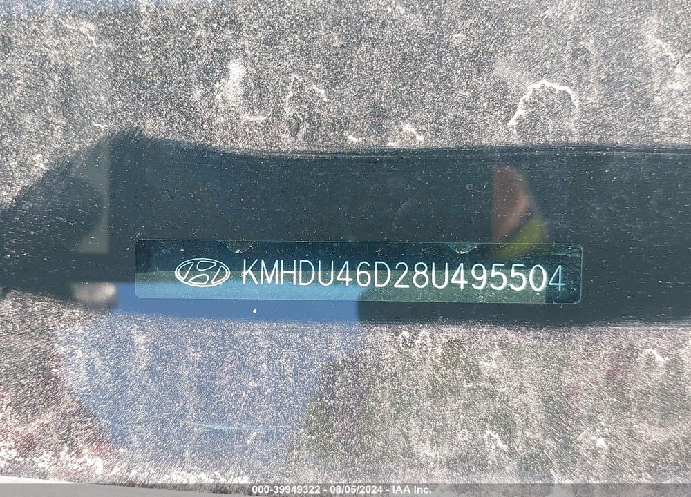2008 HYUNDAI ELANTRA GLS/SE VIN: KMHDU46D28U495504