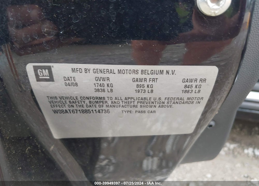 2008 SATURN ASTRA XR VIN: W08AT671885114736