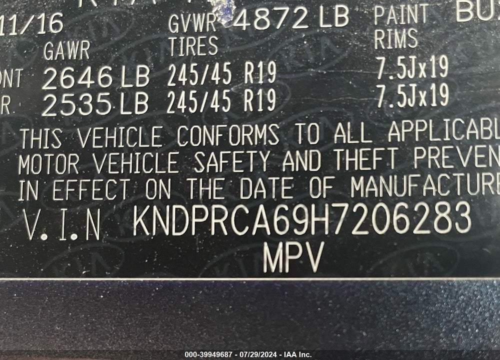 2017 KIA SPORTAGE SX TURBO VIN: KNDPRCA69H7206283