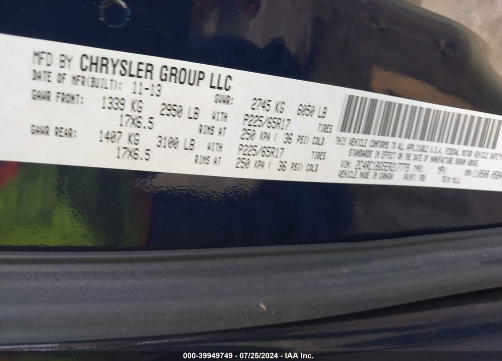2014 CHRYSLER TOWN & COUNTRY TOURING VIN: 2C4RC1BG5ER217779