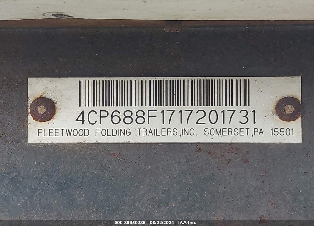 2001 COLEMAN GRAND TOUR SEA PINE VIN: 4CP688F1717201731