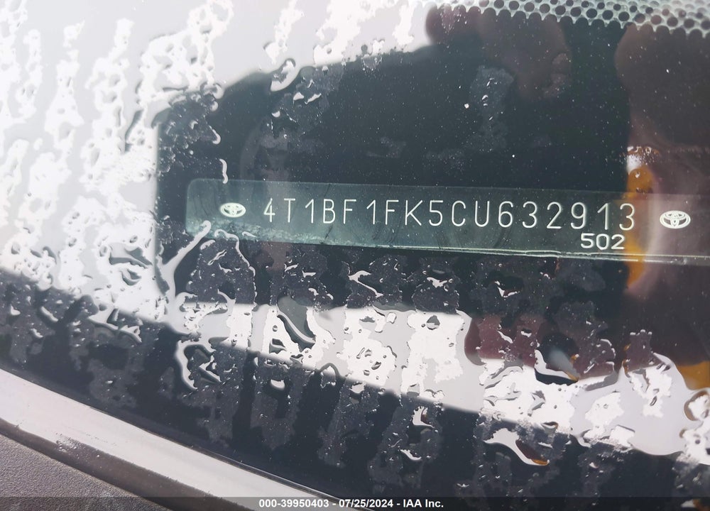 2012 TOYOTA CAMRY VIN: 4T1BF1FK5CU632913