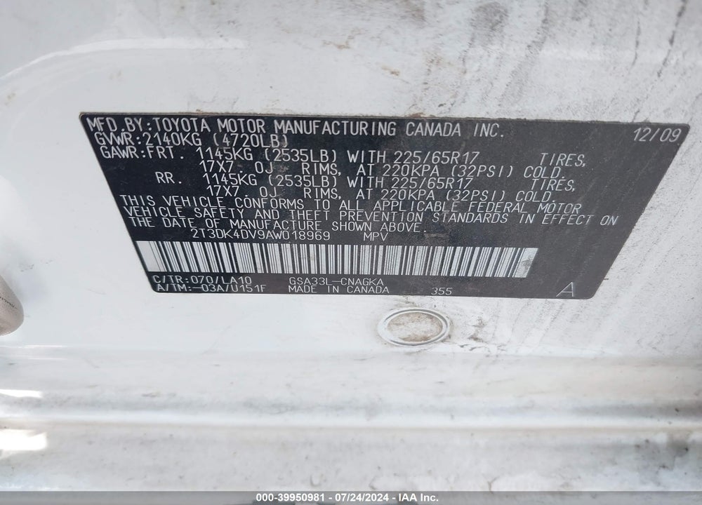 2010 TOYOTA RAV4 LIMITED V6 VIN: 2T3DK4DV9AW018969