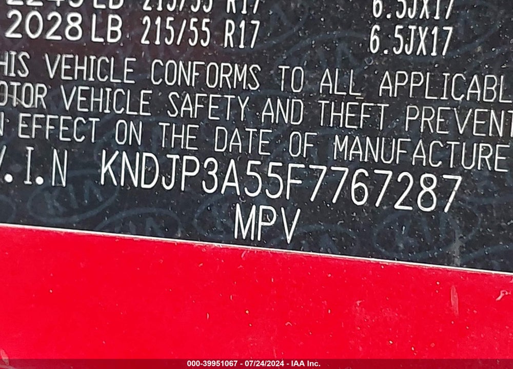 2015 KIA SOUL VIN: KNDJP3A55F7767287