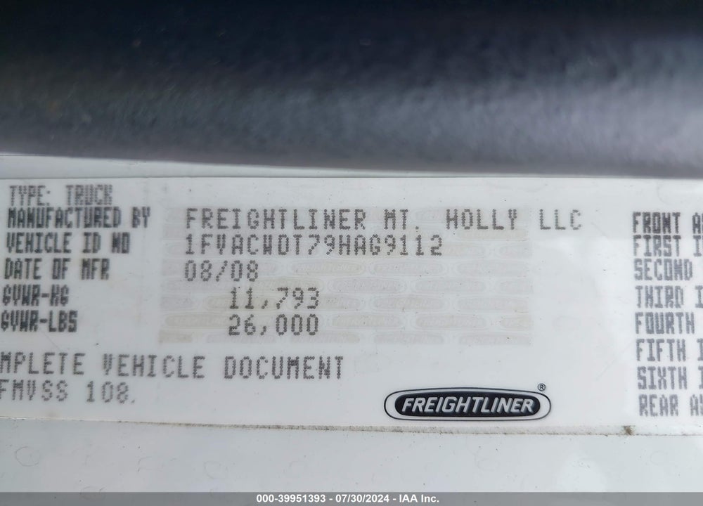 2009 FREIGHTLINER M2 106 MEDIUM DUTY VIN: 1FVACWDT79HAG9112