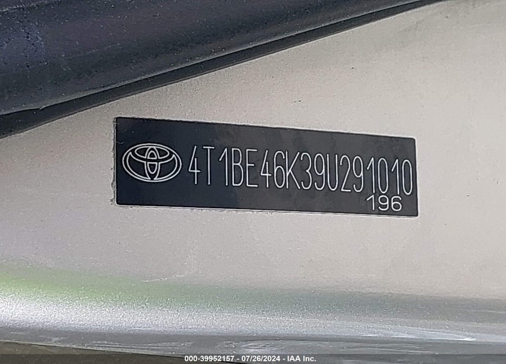 2009 TOYOTA CAMRY SE VIN: 4T1BE46K39U291010