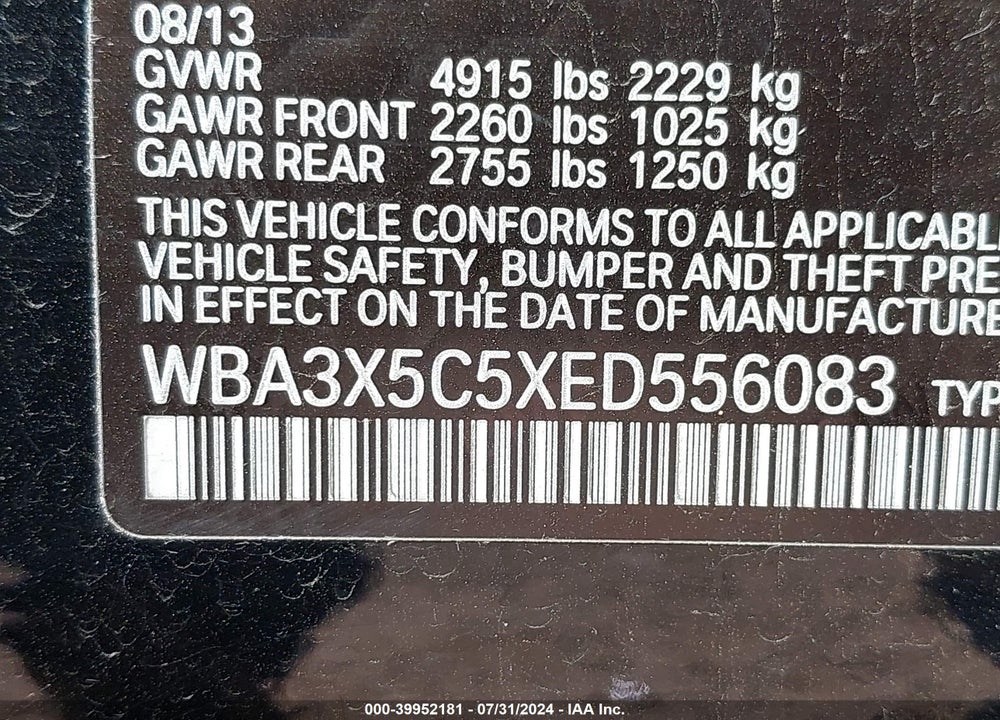 2014 BMW 328I GRAN TURISMO XDRIVE VIN: WBA3X5C5XED556083