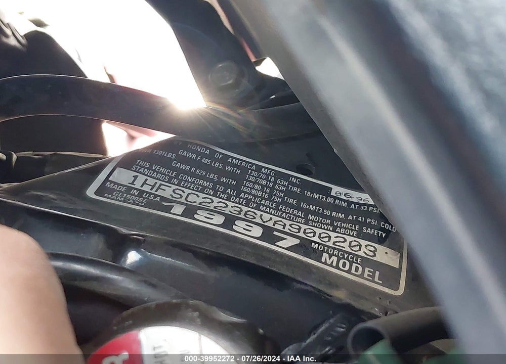 1997 HONDA GL1500 SE12 VIN: 1HFSC2236VA900203