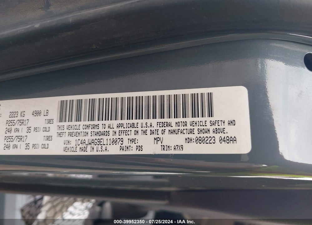 2014 JEEP WRANGLER / VIN: 1C4AJWAG9EL110079