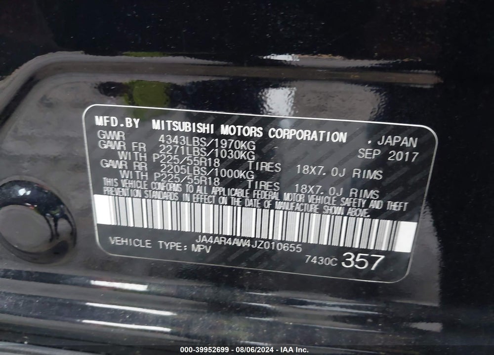 2018 MITSUBISHI OUTLANDER SPORT 2.4 SEL VIN: JA4AR4AW4JZ010655