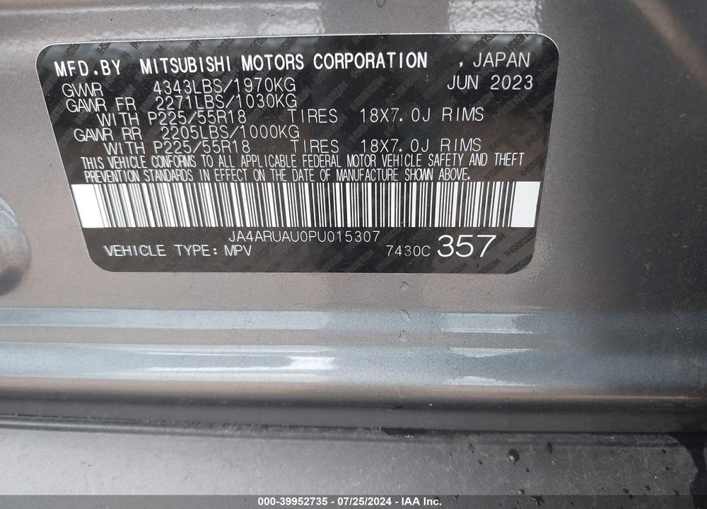 2023 MITSUBISHI OUTLANDER SPORT 2.0 ES AWC/2.0 LE AWC/2.0 RALLIART AWC/2.0 S AWC/2.0 SE AWC VIN: JA4ARUAU0PU015307