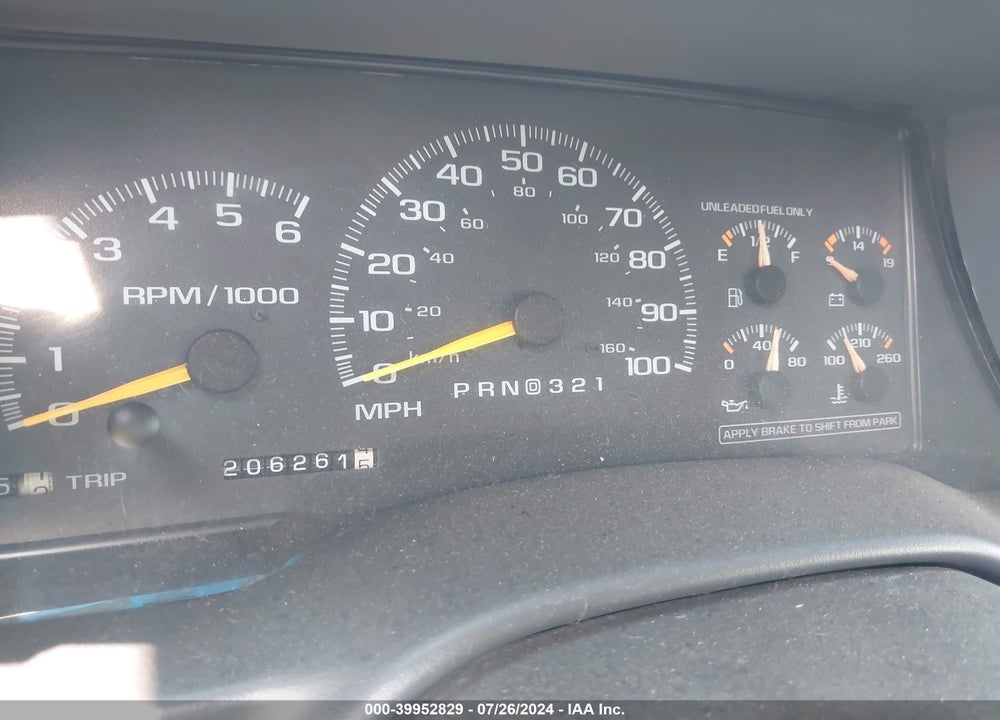 1997 CHEVROLET K1500 FLEETSIDE VIN: 2GCEK19R6V1292336