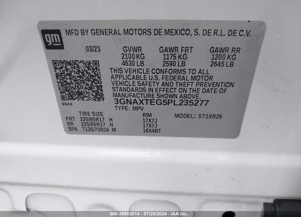 2023 CHEVROLET EQUINOX AWD 2FL VIN: 3GNAXTEG5PL235277